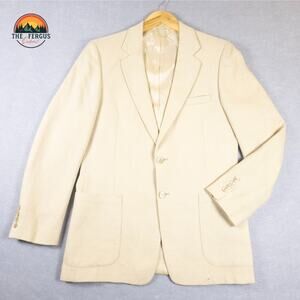 Amalgamated Mark Hall Single-Breasted Blazer Cream Long Sleeve Notch Lapel Sz 40